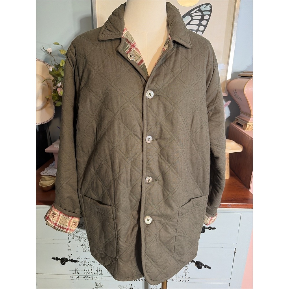 Krazy Kay Quilted Reversible Apple Orchard Fall Jacket Sz Medium. Pockets. NWOT